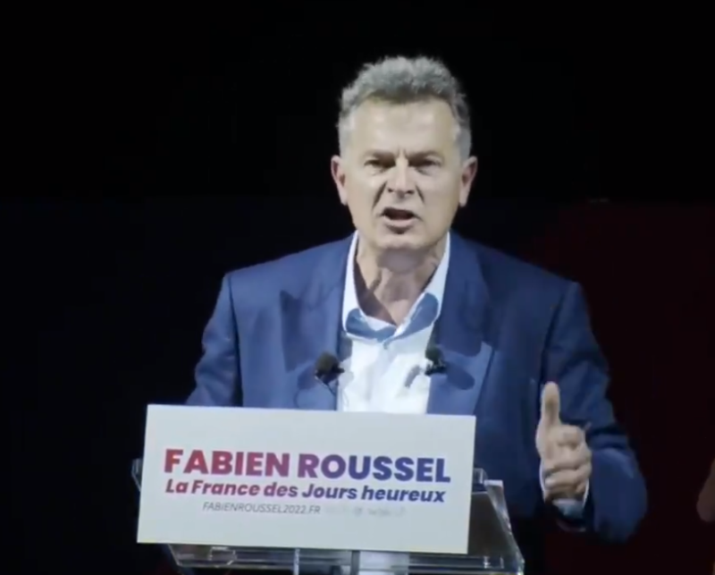 法國共產黨總統候選人魯塞（Fabien Roussel）稱「台灣屬於中國」挨轟無知到極點。   截自Fabien Roussel Twitter影片（資料照）