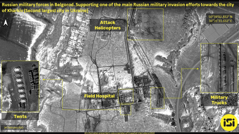 美國透過分享衛星圖像「實時座標」，幫助烏克蘭快速知悉俄羅斯動向。   圖：翻攝ImageSat Intl.推特