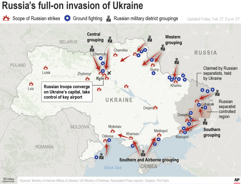 烏克蘭遭俄軍三面進攻。   圖/達志影相（美聯社）