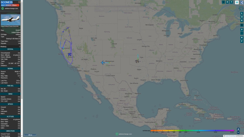 E-6B被在美國幾個州偵測到航行。   圖：翻攝自推特