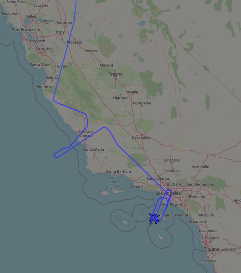 E-6B被偵測到的航行軌跡   圖：翻攝自推特