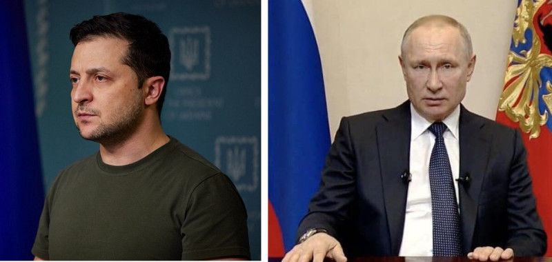 烏克蘭總統澤連斯基（左）和俄羅斯總統普丁（右）。   圖：翻攝自臉書/新頭殼合成（資料照）