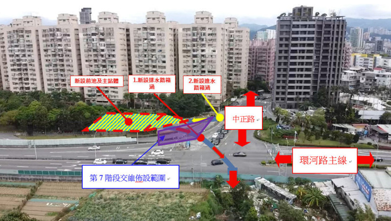 大鵬抽水站新建工程第七階段。   圖：新北市交通局提供