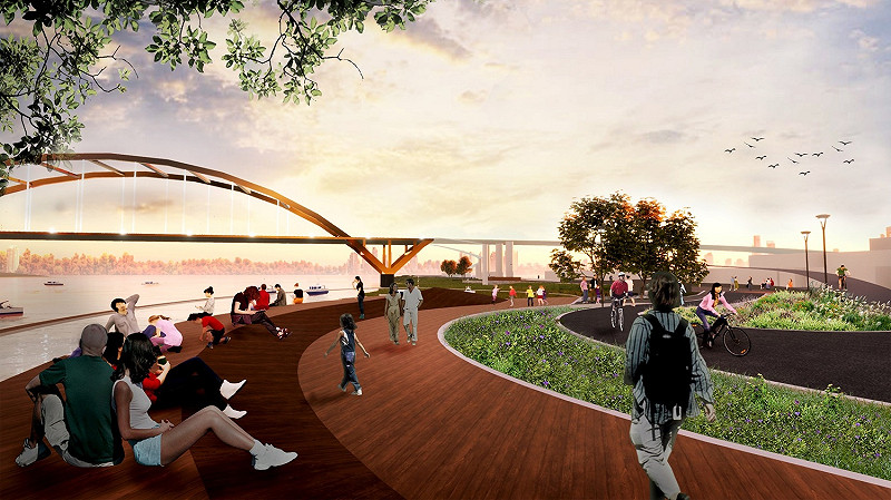 關渡橋周邊環境改善工程示意圖。   圖：新北市水利局提供