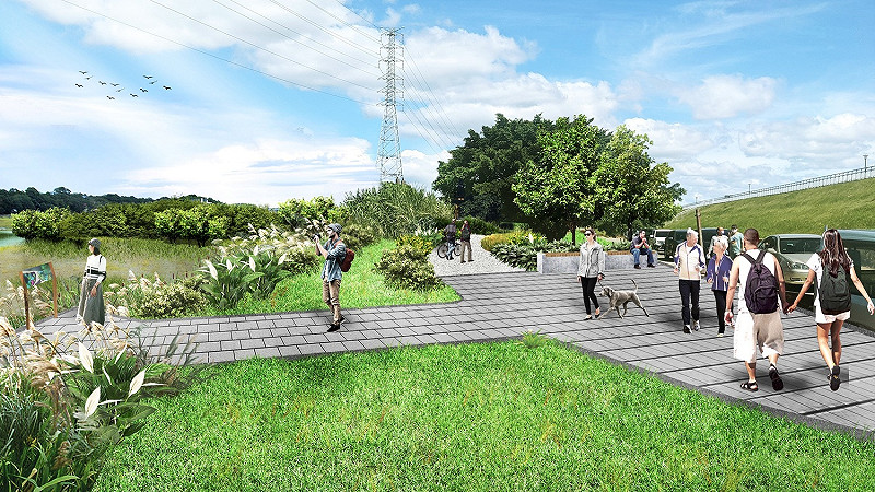 蘆洲濕地示範區建置工程示意圖。   圖：新北市水利局提供