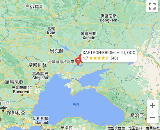 烏克蘭札波羅熱核電廠地理位置圖。   圖 : 翻攝自Google Map
