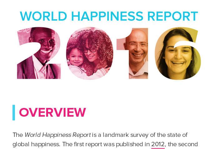 《2016年幸福國家》報告調查了全球156個國家地區，第一次用幸福差距取代收入差距。   圖：翻攝《2016年幸福國家》報告官網