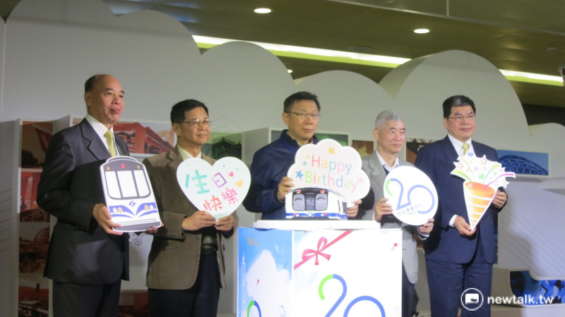 台北市長柯文哲28日出席台北捷運公司20週年記者會。   圖：呂佳峻/攝