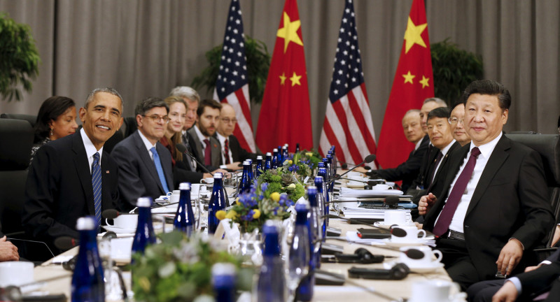 全球核子安全高峰會在華盛頓登場，美國總統歐巴馬（左）與中國國家主席習近平（右）先舉行雙邊會談。   圖：達志影像/路透社