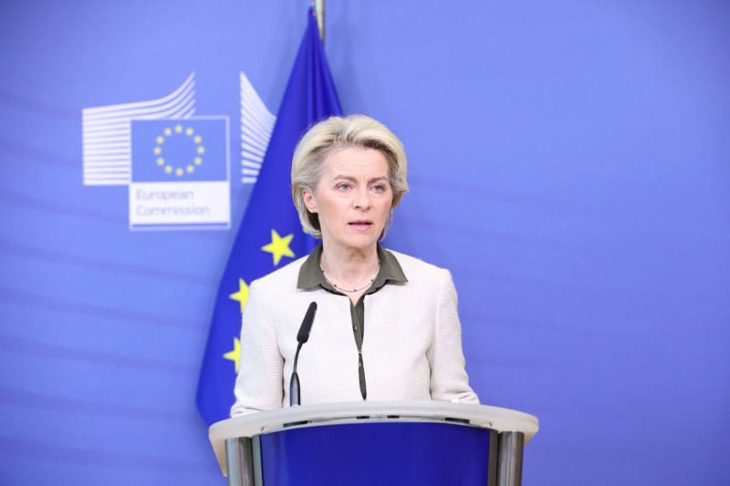 歐盟執委會主席馮德萊恩（Ursula von der Leye）表示，歐盟禁止俄國的煤炭進入，接下來將目標瞄準俄羅斯的石油。   圖：翻攝自馮德萊恩推特（資料照）