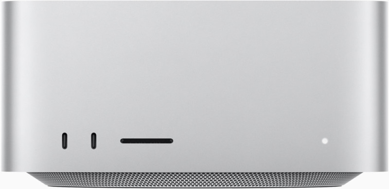 Mac Studio為Mac桌機全新產品，外觀使用鋁金屬打造，可放置在大多數螢幕的下方。   圖：翻攝自Apple官網