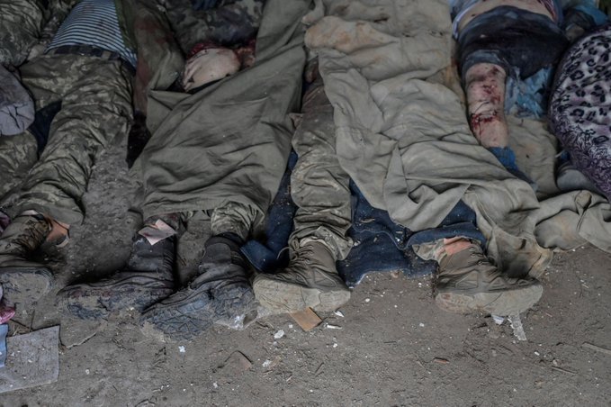 白俄羅斯當地居民稱在俄烏戰爭中陣亡的俄羅斯軍人屍體，正在填滿白俄羅斯的停屍間（示意圖）。   圖：擷自推特Jeremy Gray @jgray78