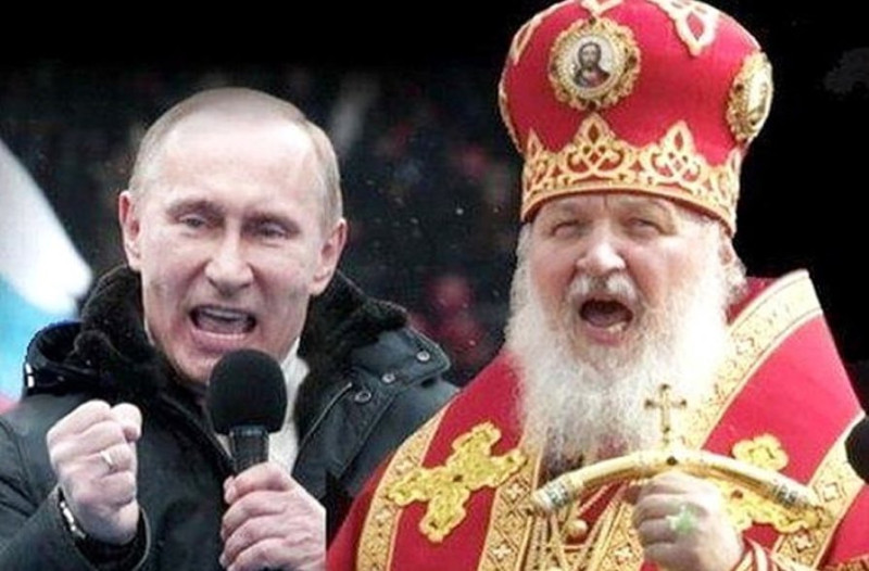 俄羅斯主教區領袖基里爾（Patriarch Kirill）與俄羅斯總統普丁關係密切友好。   圖：翻攝自推特