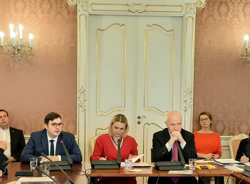 捷克外交部長利帕夫斯基（前排左）參加國家安全會議，捷克參議院委員會支持政府向烏克蘭提供軍事和人道主義援助。   圖：翻攝自利帕夫斯基推特