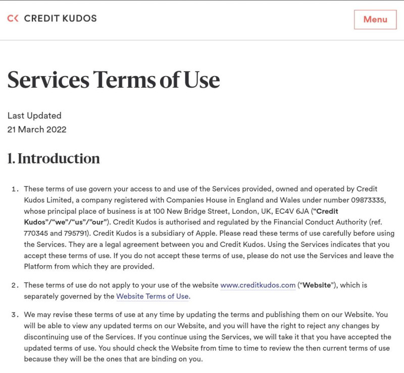 Credit Kudos在其公司官網上也表明自己是蘋果的子公司。   圖：Credit Kudos官網