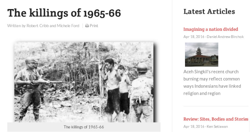 「1965-66排華運動大屠殺」研討會在雅加達登場，這是印尼官方首度針對此議題進行討論。   圖：翻攝Inside Indonesia官網