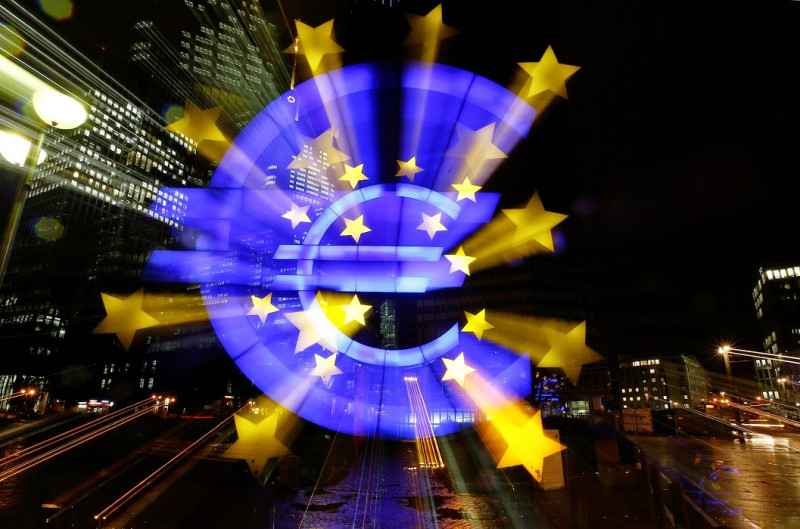 歐洲中央銀行（ECB）總裁德拉吉21日對於歐元區經濟復甦發言，似乎透露出樂觀看法，帶動歐元兌美元衝上9天來高點。   圖片來源：達志影像/路透社資料照片