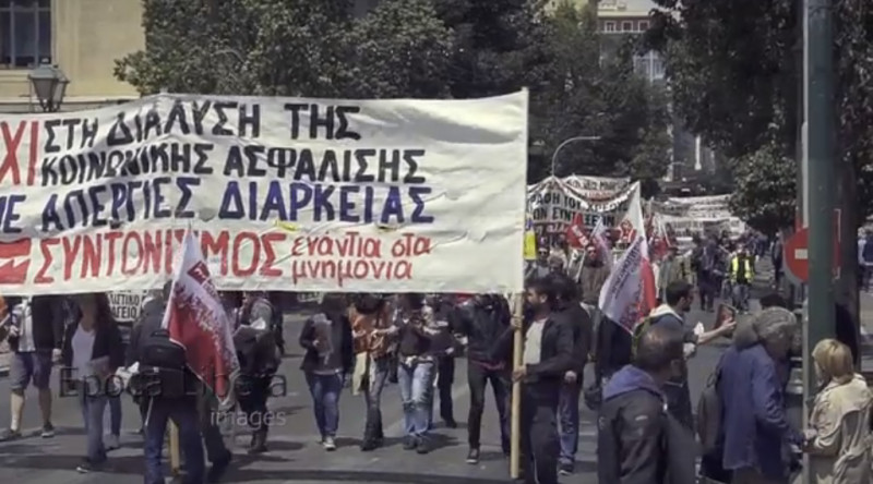 希臘主要工會發起48小時全國大罷工，希望阻止議會通過2項頗富爭議的改革法案。   圖：翻攝You Tube/Epoca Libera
