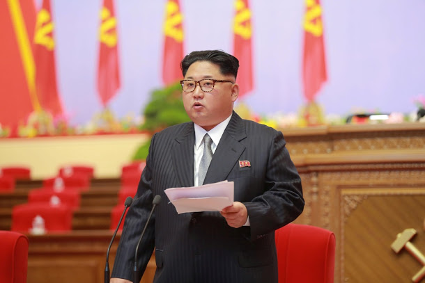金正恩出席朝鮮勞動黨第7次全國代表大會，聲稱朝鮮將切實履行核不擴散義務，為全球無核化而努力。   圖：達志影像/路透社資料照片