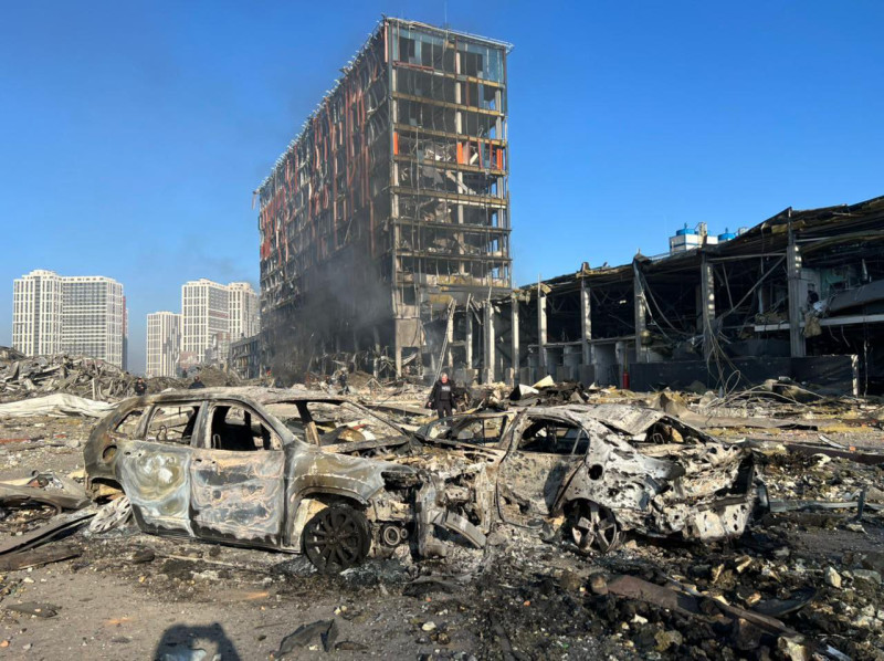 基輔遭俄軍轟炸幾成廢墟 。   圖：翻攝自@UkraineUpdates6推特