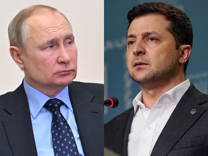 圖左為俄羅斯總統普丁，右為烏克蘭總統澤倫斯基。   （左圖取自twitter.com/kremlinrussia_e，右圖取自instagram.com/zelenskiy_official）