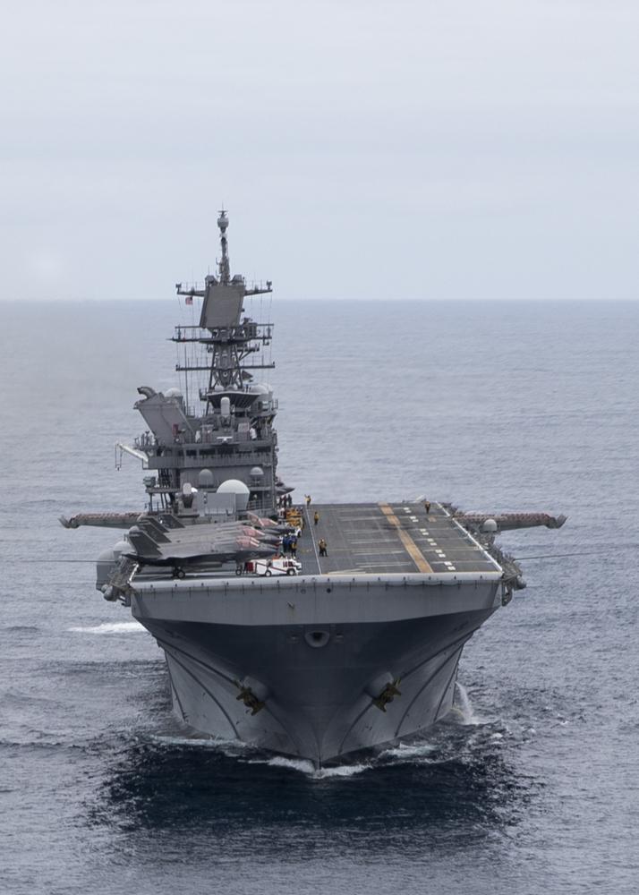 美國海軍「美利堅級」兩棲突擊艦「的黎波里號(LHA-7)」進行「閃電航母」概念驗證。   圖：翻攝U.S. 3rd Fleet推特