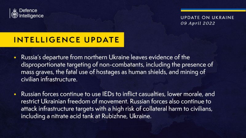 英國國防部指出俄軍逐漸撤離烏克蘭北部。   圖：翻攝自英國國防部推特
