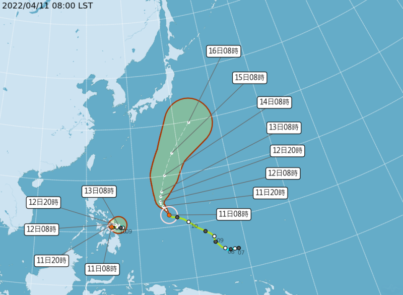 馬勒卡颱風有機會在今晚增強為中颱。   圖：中央氣象局／提供