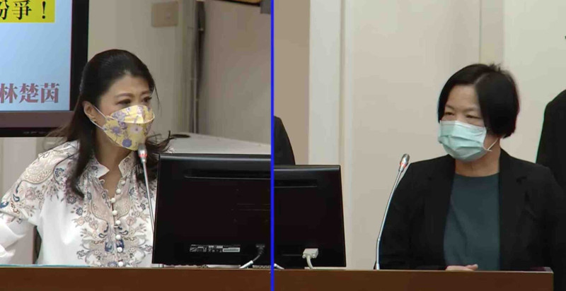 民進黨立委林楚茵（左）今（11）日質詢保險局長施瓊華（左）。   圖：截圖自立法院ivod