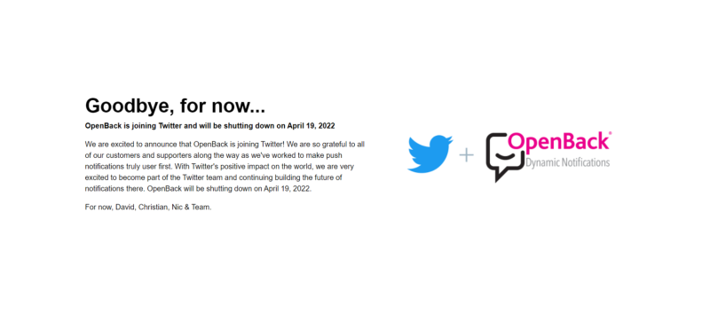 OpenBack在官網上正式宣布加入推特。   圖：翻攝自OpenBack官網
