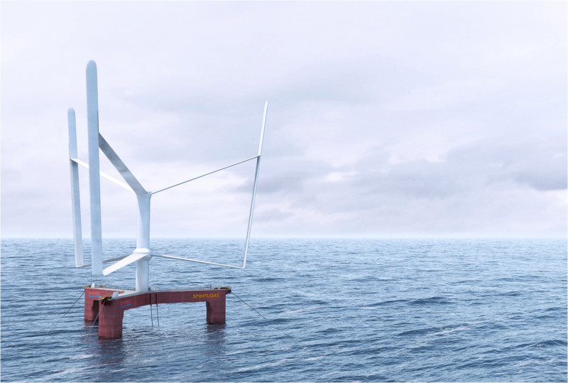 EOLFI企業主要是發展離岸浮動式的風力發電，其中，Spinfloat是EOLFI新開發的1個垂直軸懸浮式風力發電機專利技術。   圖：翻攝EOLFI官網