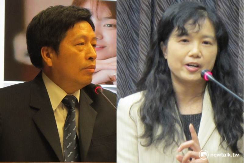 NCC被提名人洪貞玲（右圖）1日接受審查時，不贊成綠委鄭寶清（左圖）鬆綁置入行銷立場。   圖：林朝億/攝