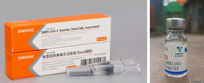 中國2款疫苗科興（左圖）與中國國藥，在新加坡研究中被證實接種後，保護力不如其他疫苗。   圖：翻攝自官網、維基網站/新頭殼合成