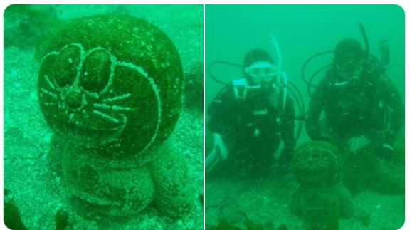 有其他潛水客也在海底發現哆啦A夢   圖：翻攝自推特