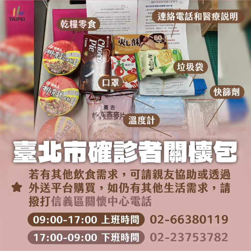 北市公布關懷包物資。   圖：台北市政府 / 提供