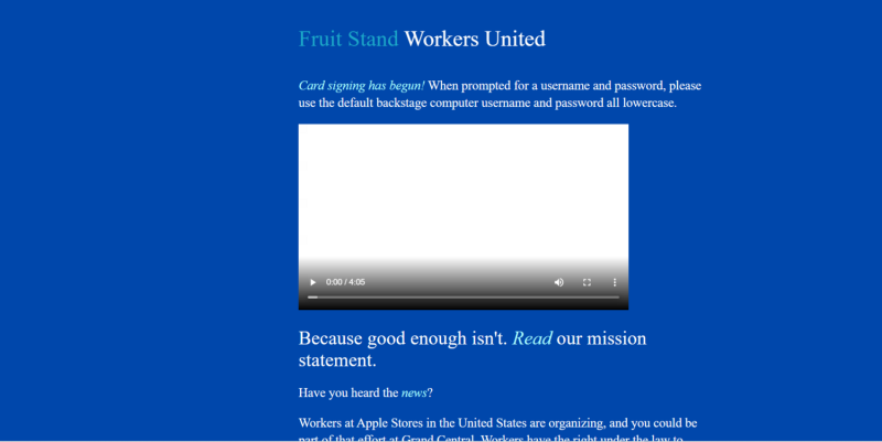 Fruit Stand Workers United在網站上表示，除了要求每小時至少獲得30美元(約879台幣)的時薪，也積極爭取各項福利。   圖：翻攝自Fruit Stand Workers United官網