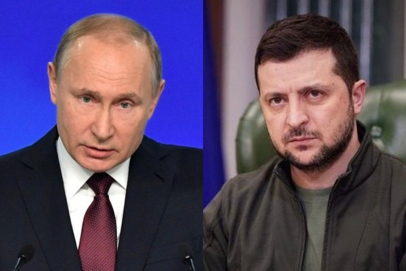 俄羅斯總統普丁（左）及烏克蘭總統澤連斯基（右）。（資料照）   圖：翻攝俄羅斯總統官網/澤連斯基IG（新頭殼合成）