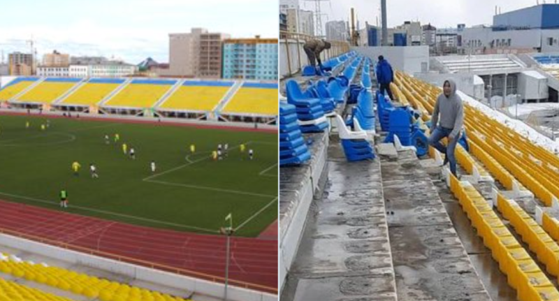 俄羅斯體育館座位席被拆除。   擷取自推特：Fuad Alakbarov