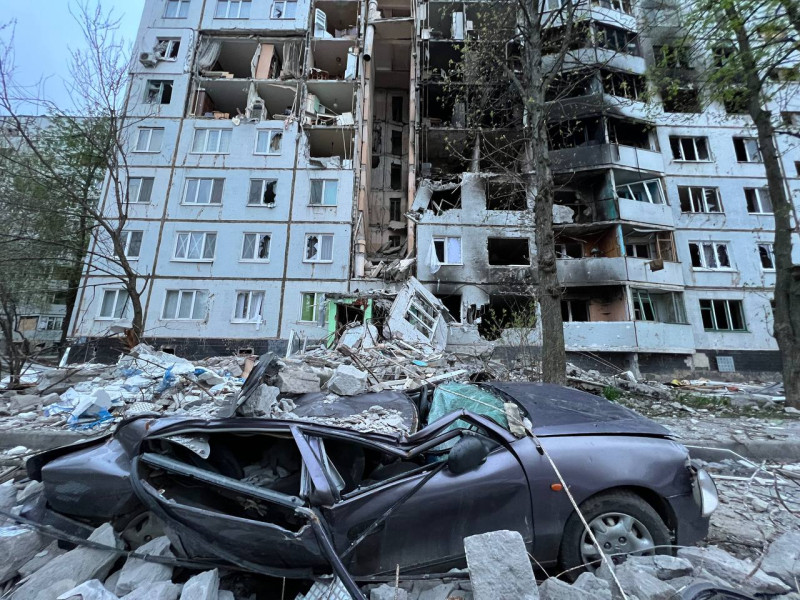 近日烏克蘭東北部第二大城哈爾科夫（Kharkiv）的慘況。   圖：翻攝自@oldmelanholic推特
