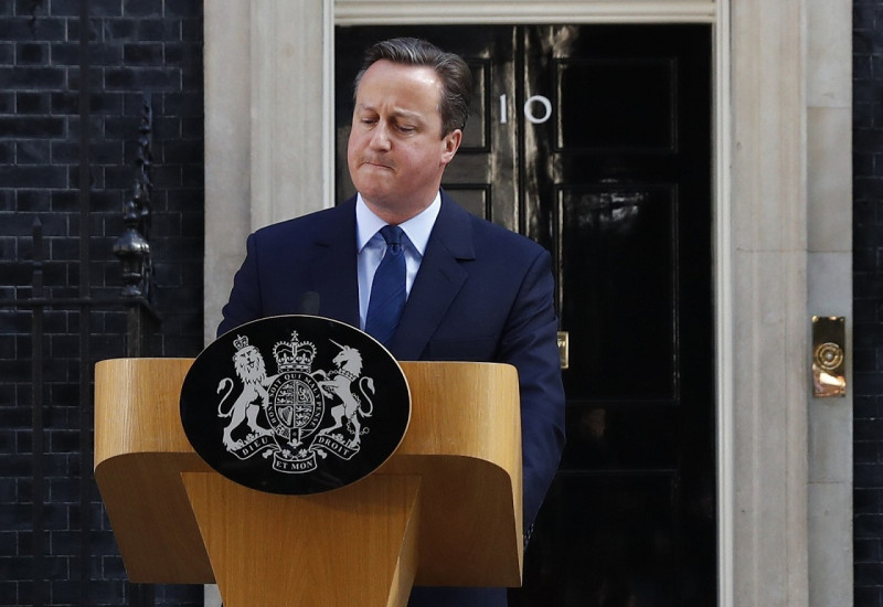 在脫歐公投結果揭曉後，英國首相卡麥隆（David Cameron）宣布辭職下台。   圖：達志影像/路透社