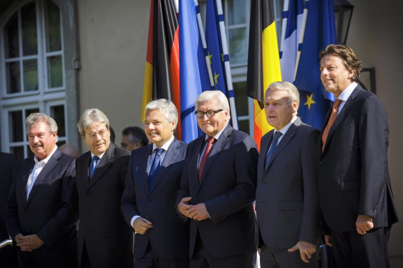 在英國人民公投決定脫歐後，歐盟6大創始成員國外交部長25日在德國首都柏林開會，緊急磋商如何因應。   圖：翻攝自德國外長史坦麥爾臉書