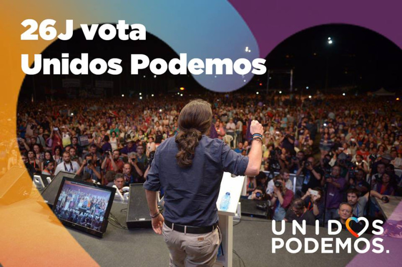 西班牙極左翼政黨「我們可以」預估將在國會大選中獲得26%的支持率。   圖：翻攝自Podemos臉書