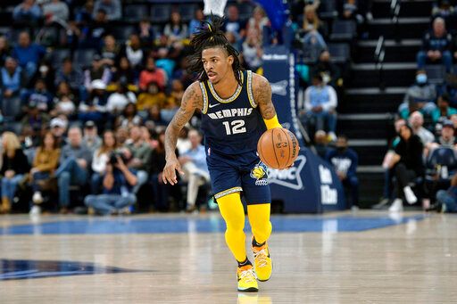 灰熊主控Ja Morant狂砍47分比肩Kobe、詹皇。   圖／美聯社／達志影像