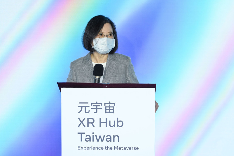 蔡英文總統現身XR Hub Taiwan致詞 圖：Meta/提供