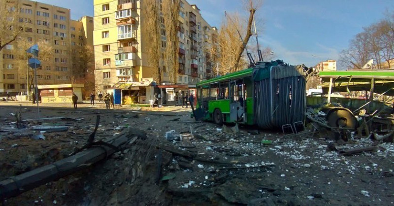 烏克蘭首都基輔自戰爭以來所受的砲彈攻擊。   圖：翻攝自克里契科推特