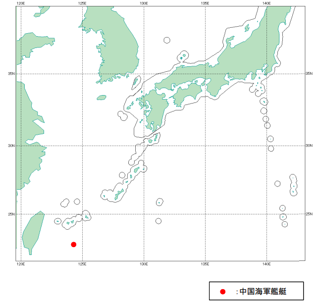 中國海軍航空母艦「遼寧艦」正在沖繩縣石垣島以南約150公里的太平洋上實施了艦載戰機和直升機的起降，日本嚴密監控。   圖：取自日本防衛省統合幕僚監部