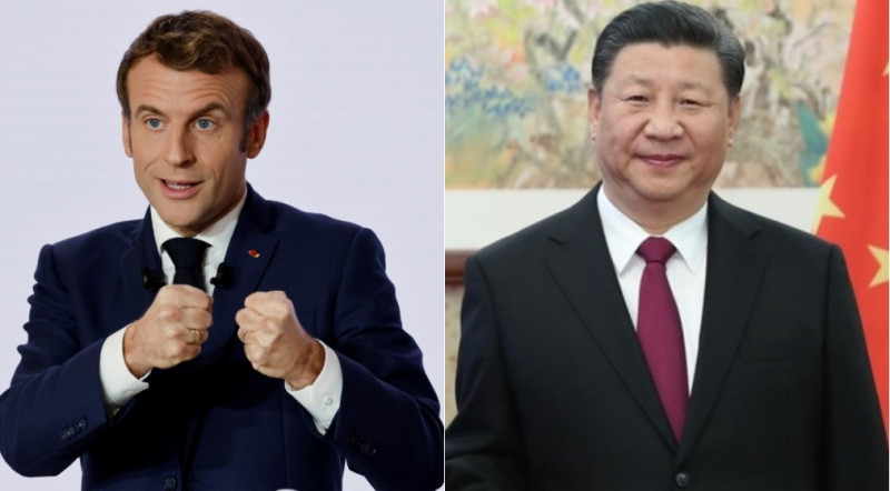 法國總統馬克宏(左)及中國國家主席習近平。   圖：新頭殼合成