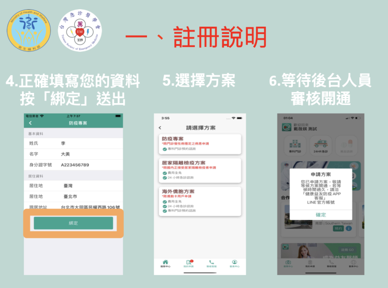 填寫資料後，選擇方案。   圖：衛生福利部/提供