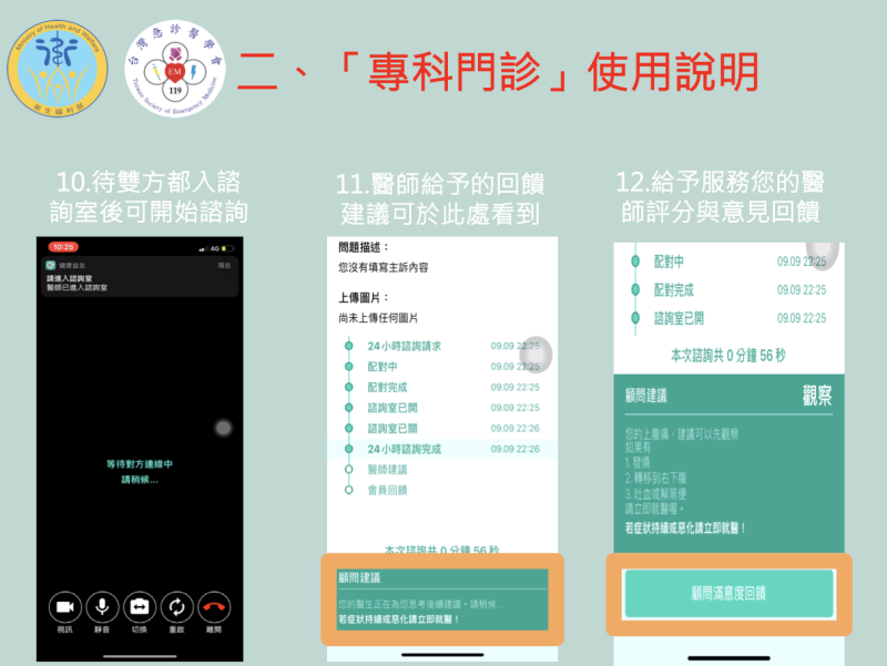 諮詢結束後可看到醫師給予的回饋與建議。   圖：衛生福利部/提供