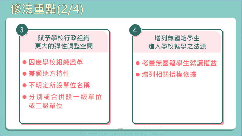 國民教育法修法重點之二。   圖：教育部提供